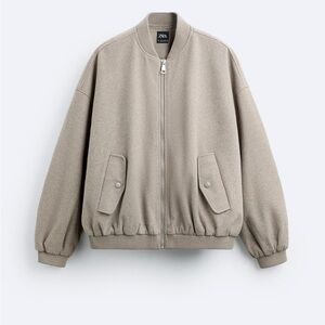 New Zara Men Bomber Jacket Coat Top Beige Tan M